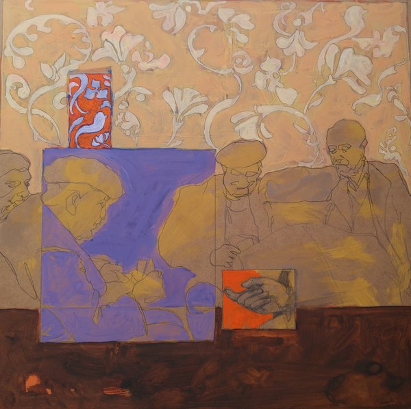 Joueurs I - 40x40 - tempera